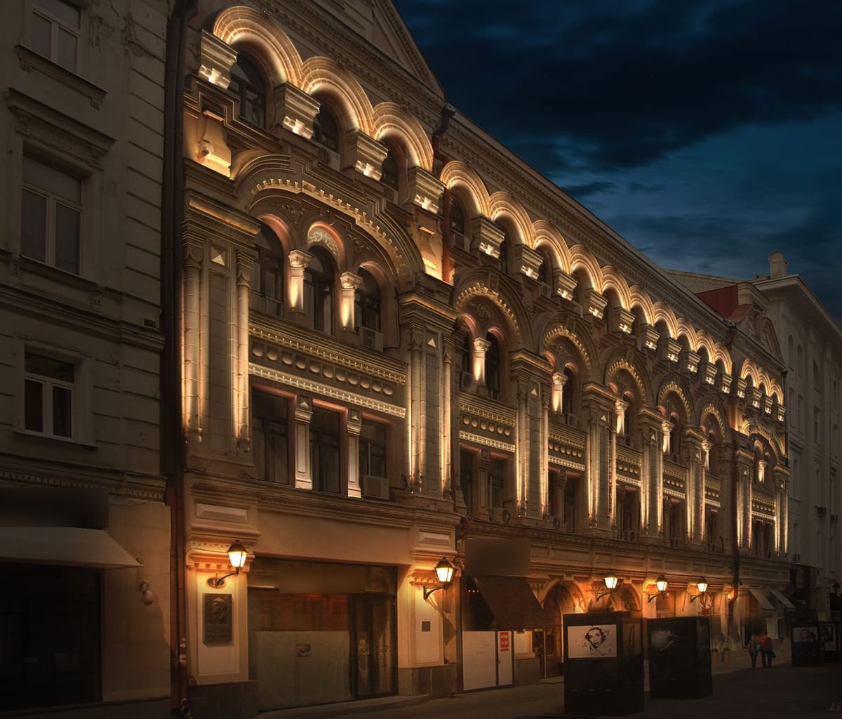 Rendu de nuit d'une façade